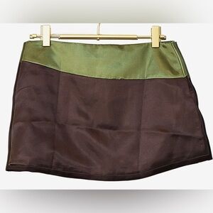 Elegant Green and Brown Mini Skirt